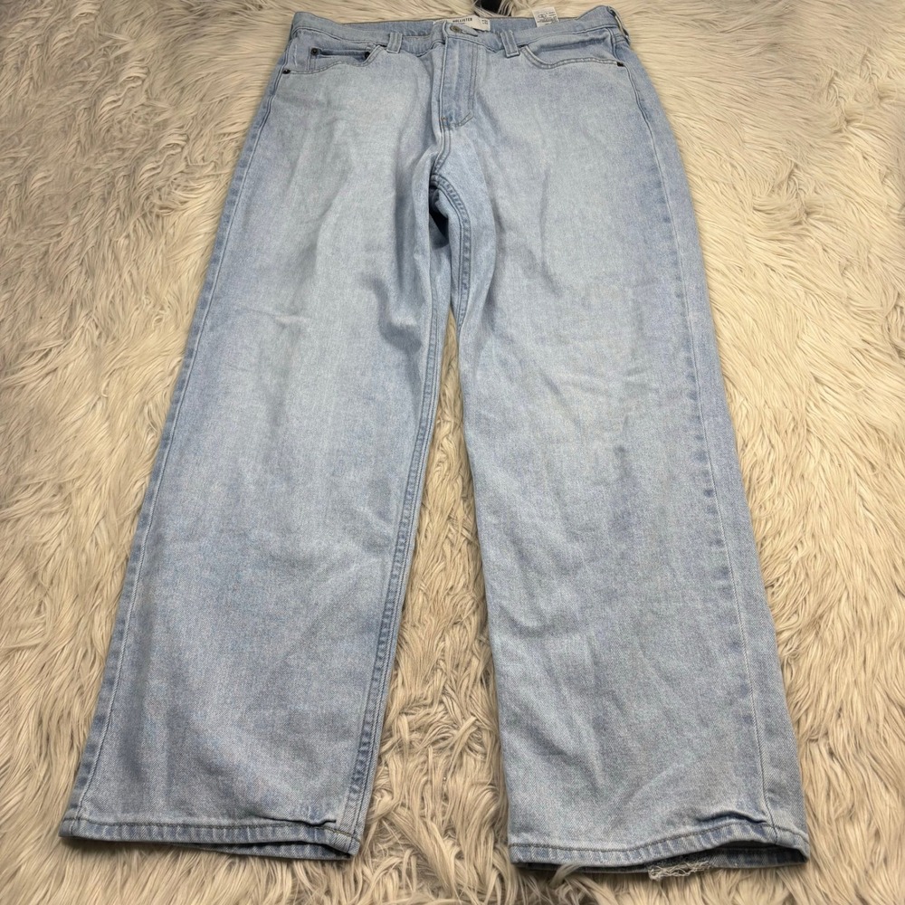 Hollister Men's 34 x 32 Light Wash Baggy Jeans Urban Relaxed Street Basic